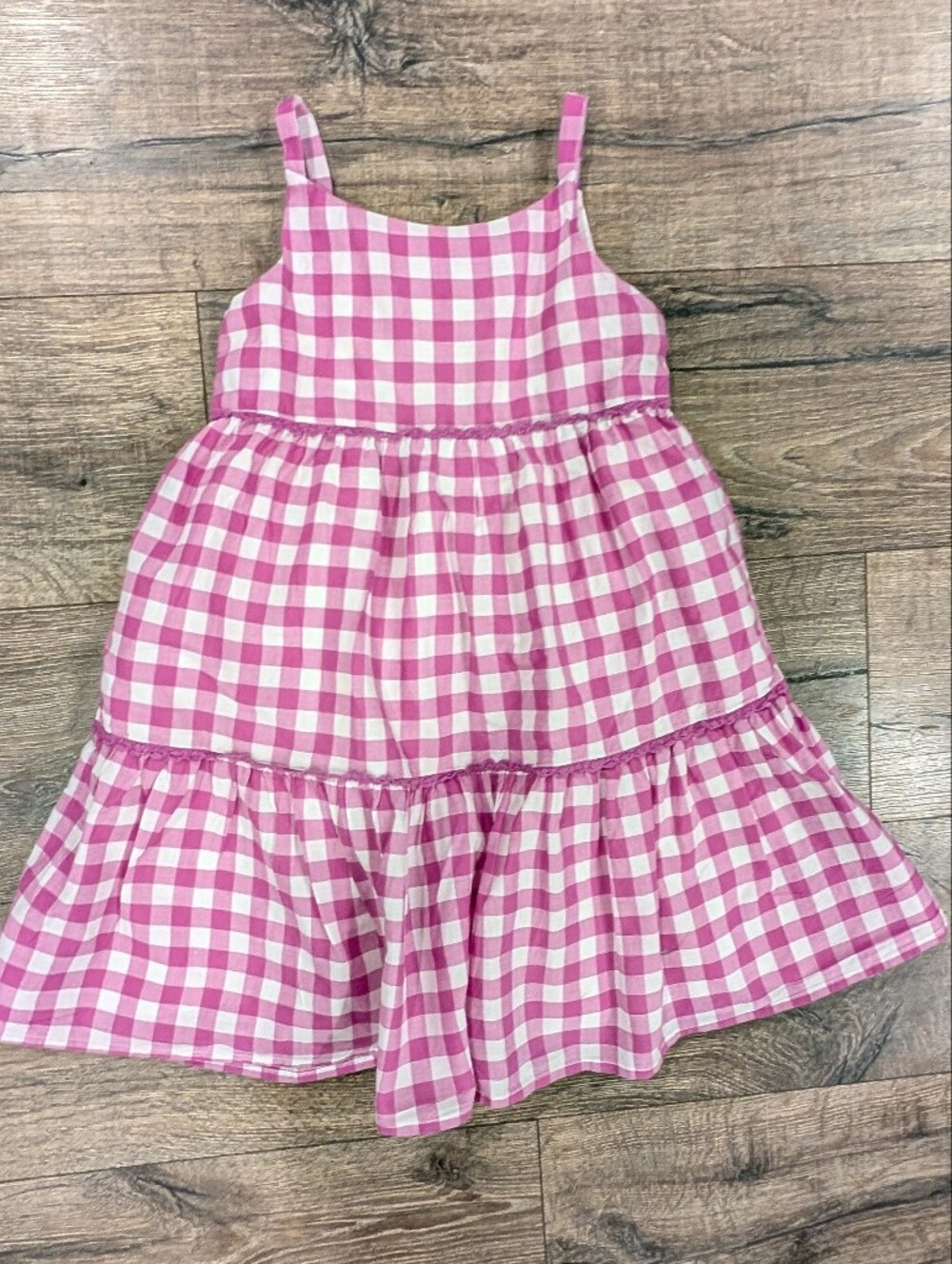 Janie & Jack Size 6 Pink Plaid  Dress 100% Cotton Fully Lined Summer Barbie